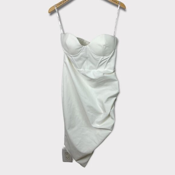 NEW Lavish Alice Bustier Corset Cocktail Dress White Size 10 Midi Asymmetrical - Picture 3 of 12